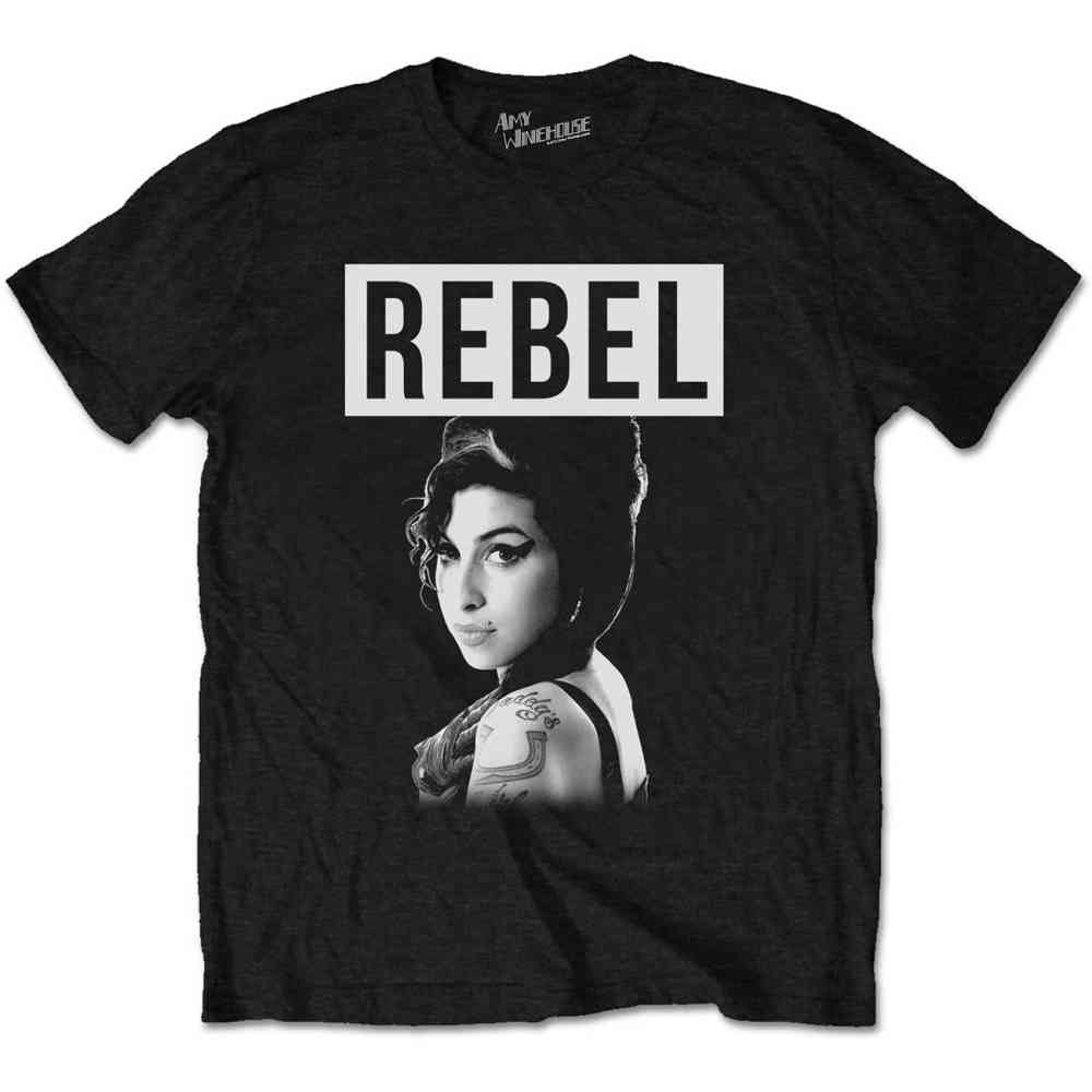 Amy Winehouse - Rebel Heren Tshirt - Zwart